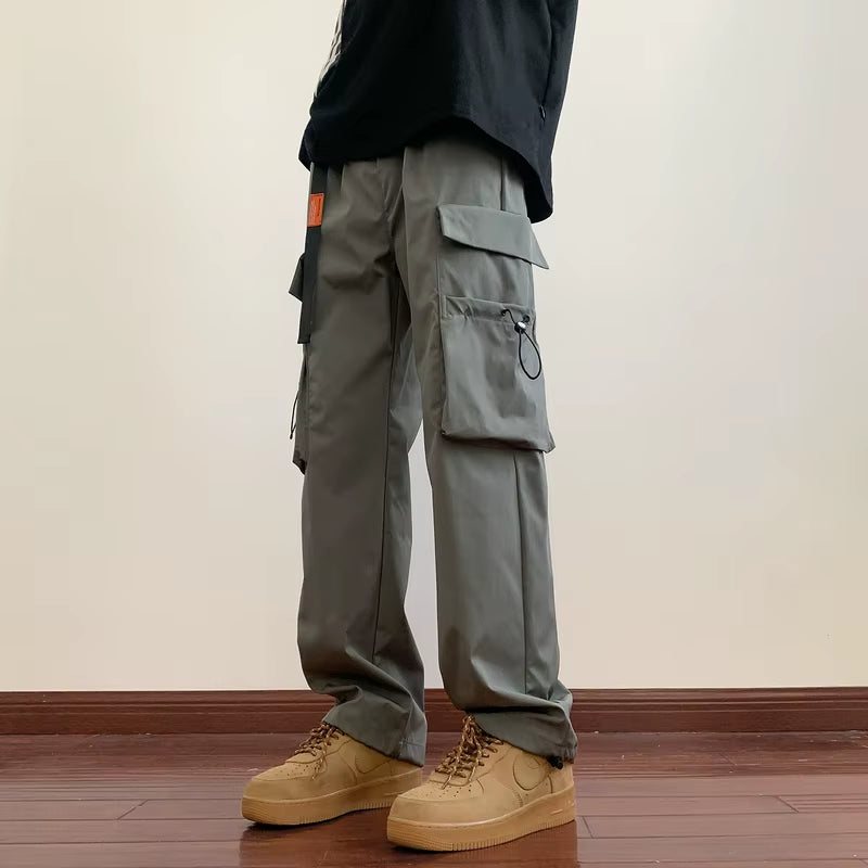 2024 Hip Hop Men Multi-Pocket Elastic Waist Design Harem Pant Street Punk Hip Hop Casual Trousers Joggers Male Cargo Pants ABZ51