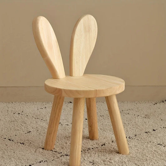 1Pc Creative Small Board Stool, Cute Rabbit Ears Solid Wood Small Stool, Decorative Stool Children Chair