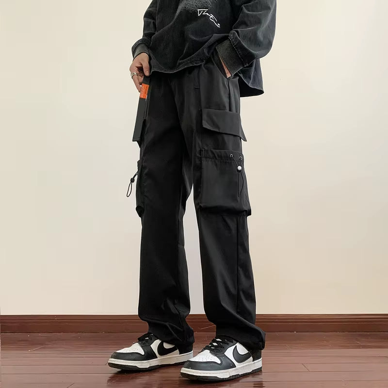 2024 Hip Hop Men Multi-Pocket Elastic Waist Design Harem Pant Street Punk Hip Hop Casual Trousers Joggers Male Cargo Pants ABZ51