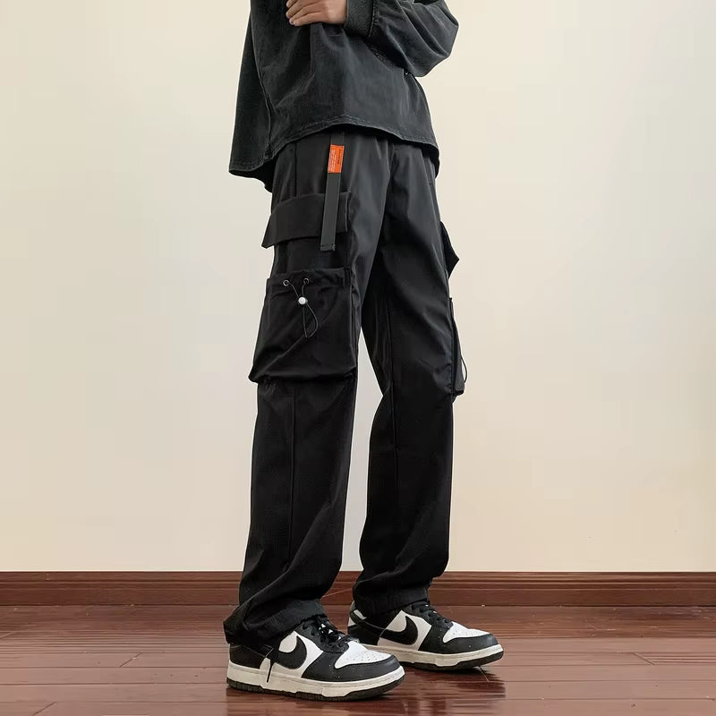 2024 Hip Hop Men Multi-Pocket Elastic Waist Design Harem Pant Street Punk Hip Hop Casual Trousers Joggers Male Cargo Pants ABZ51