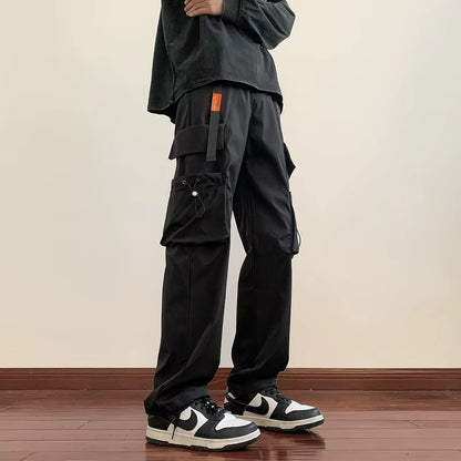 2024 Hip Hop Men Multi-Pocket Elastic Waist Design Harem Pant Street Punk Hip Hop Casual Trousers Joggers Male Cargo Pants ABZ51