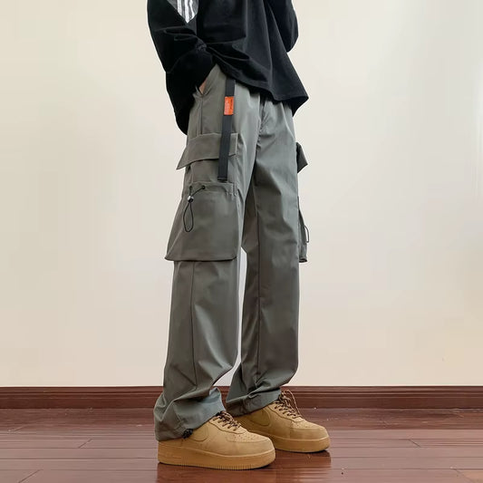 2024 Hip Hop Men Multi-Pocket Elastic Waist Design Harem Pant Street Punk Hip Hop Casual Trousers Joggers Male Cargo Pants ABZ51